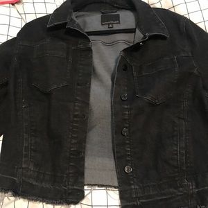 Black oversized cropped jean jacket